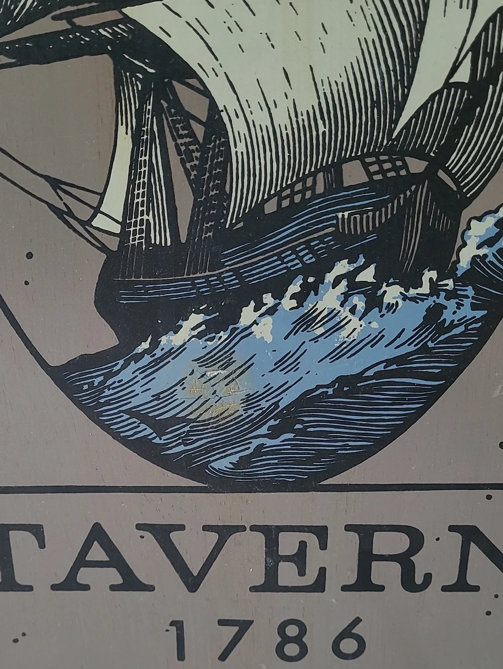 Blue Clipper Tavern Wall Art - Blue and Gray Nautical Sign 11x25